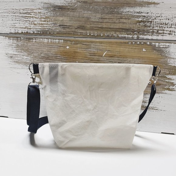 Recycled Sail Cloth Red Poppies Womens Crossbody Bag Handmade - Picture 4 of 7